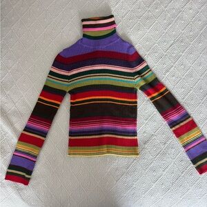 Miss Sixty Vibrant Vintage Striped Turtleneck Sweater